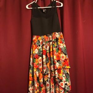 Asymmetrical dress with mesh at top